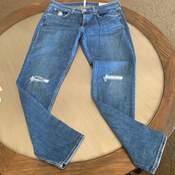 Rag & Bone Dre Low-Rise Slim Boyfriend Jeans Distressed Knees Sz 27 - Picture 5 of 8